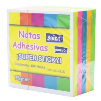 Notas adhesivas saira cubo neon 3x3 400h