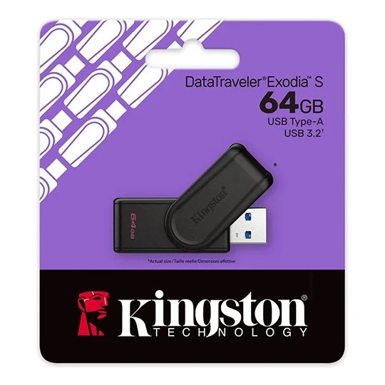 MEMORIA USB KINGSTON DATATRAVELER EXODIA S 64GB 3.2 GEN 1 TAPA GIRATORIA