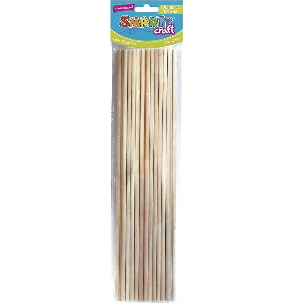 PALITO MADERA NAT RED 30CM C/25 SMARTY