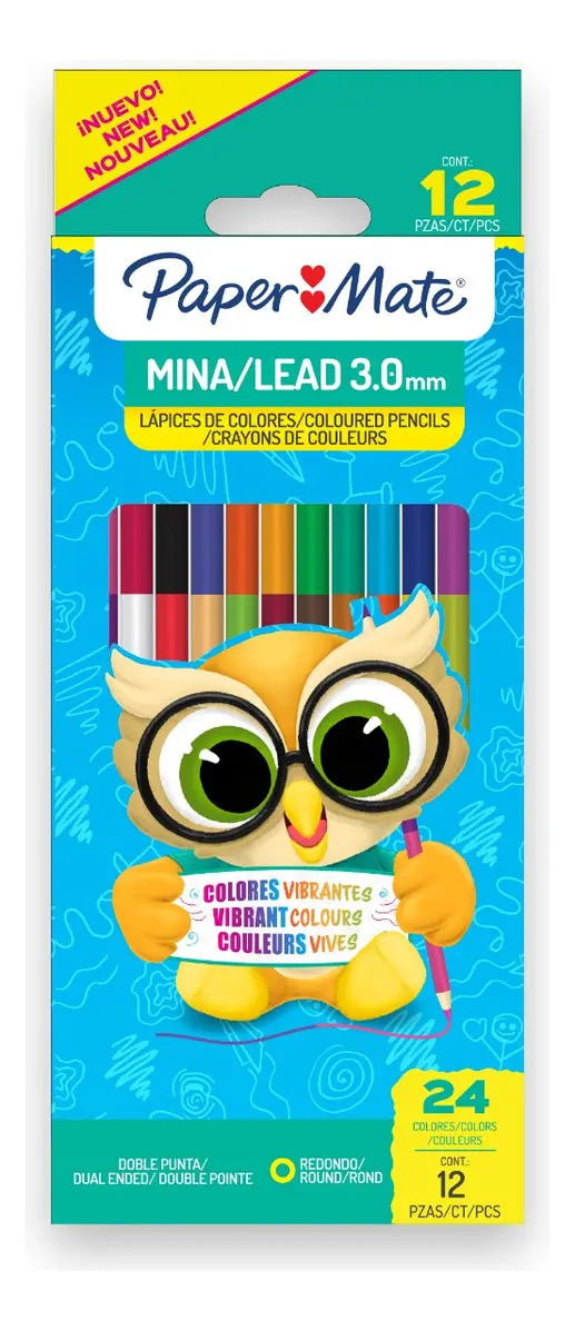 Pack x12 Lápices De Colores, Doble Punta Trazo Paper Mate®