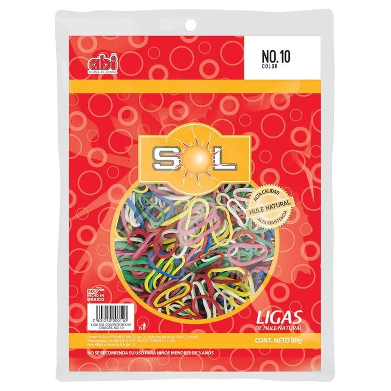 Ligas de hule natural Sol no. 10