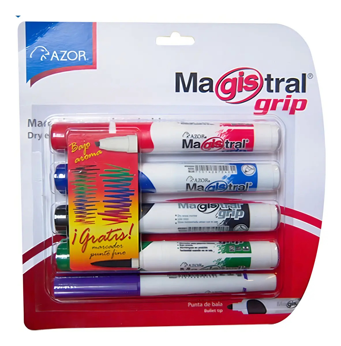 4 Marcador Pizarrón Blanco Magistral Grip Bala 4mm Azor