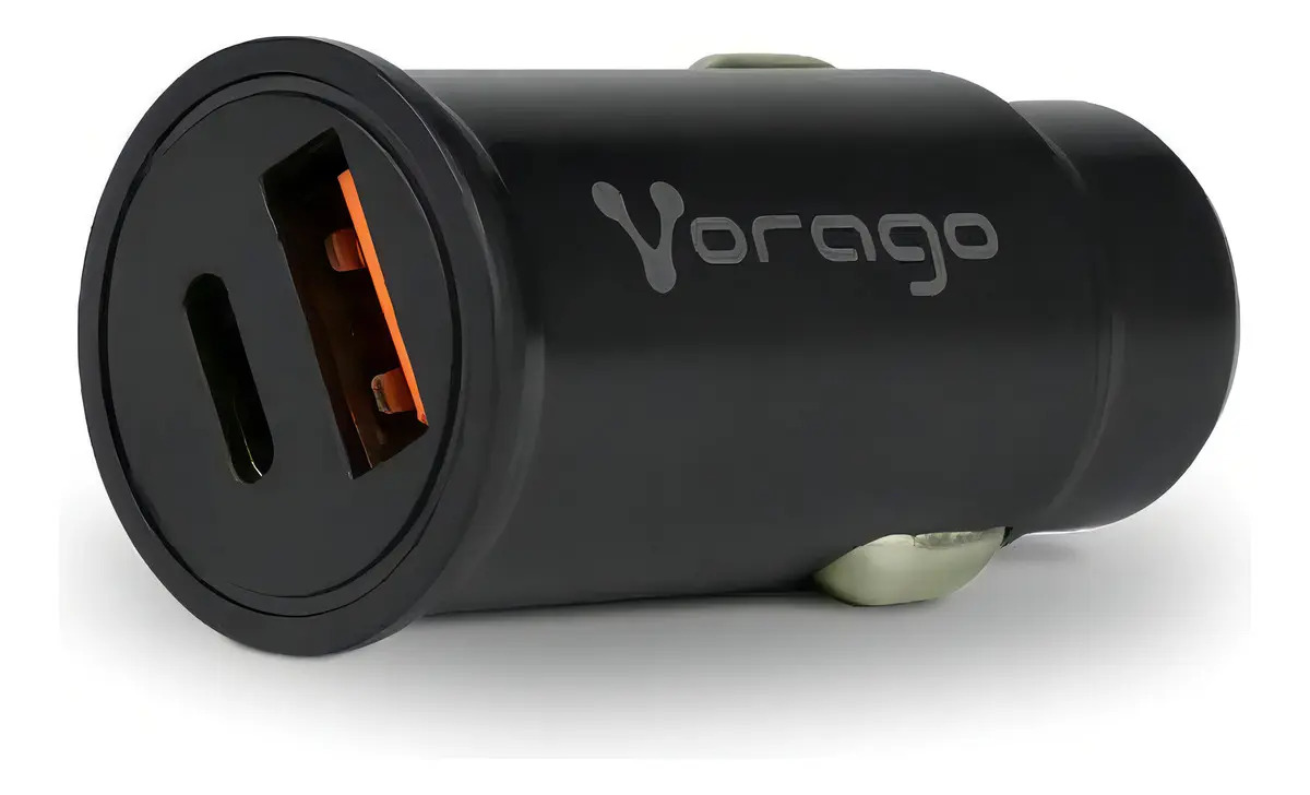 Cargador De Auto Vorago Au-305 Usb-c Y A 20w Carga Rapida Color Negro