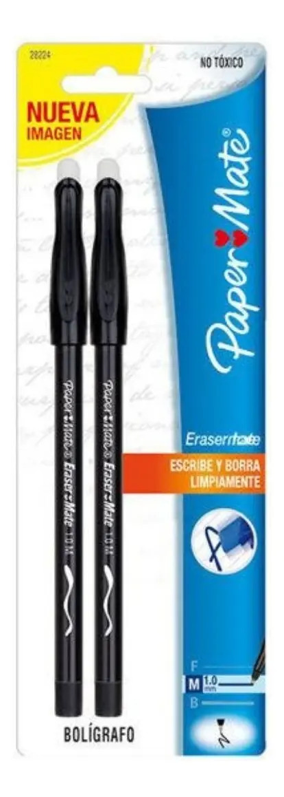 Pack de 2 Bolígrafos Paper Mate Erasermate Borrables con Tinta Negra