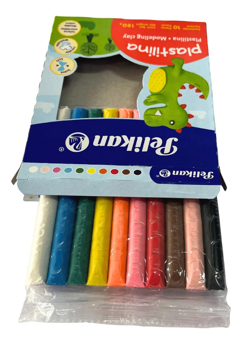 Plastilina Pelikan Caja con 10 barritas Colores surtidos.